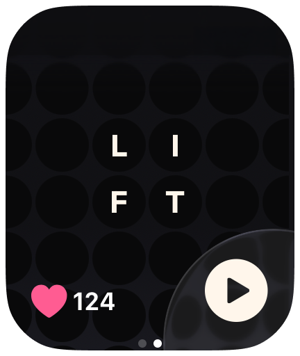 Metre Apple Watch screen showing the next lift selected before a set starts