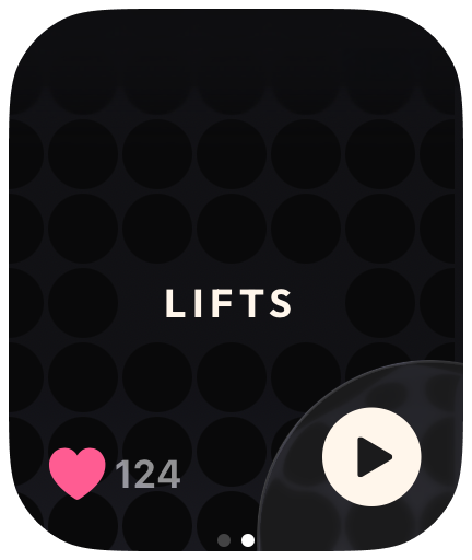 Metre Apple Watch screen for starting a new lift and tracking sets
