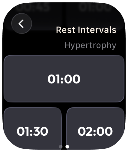 Metre Apple Watch control for setting rest time between sets