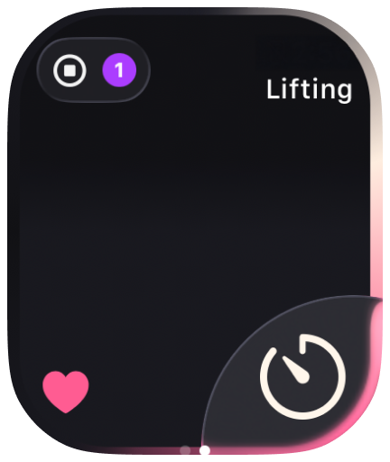 Metre Apple Watch screen showing elapsed time during a lift