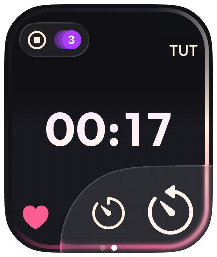 Metre Apple Watch screen showing elapsed time during a lift